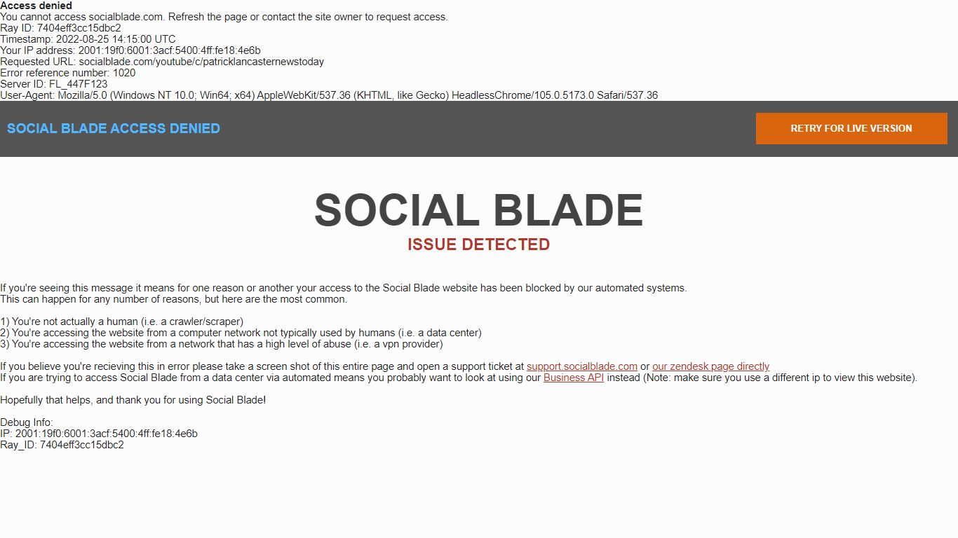 Patrick Lancaster's YouTube Stats (Summary Profile) - SocialBlade